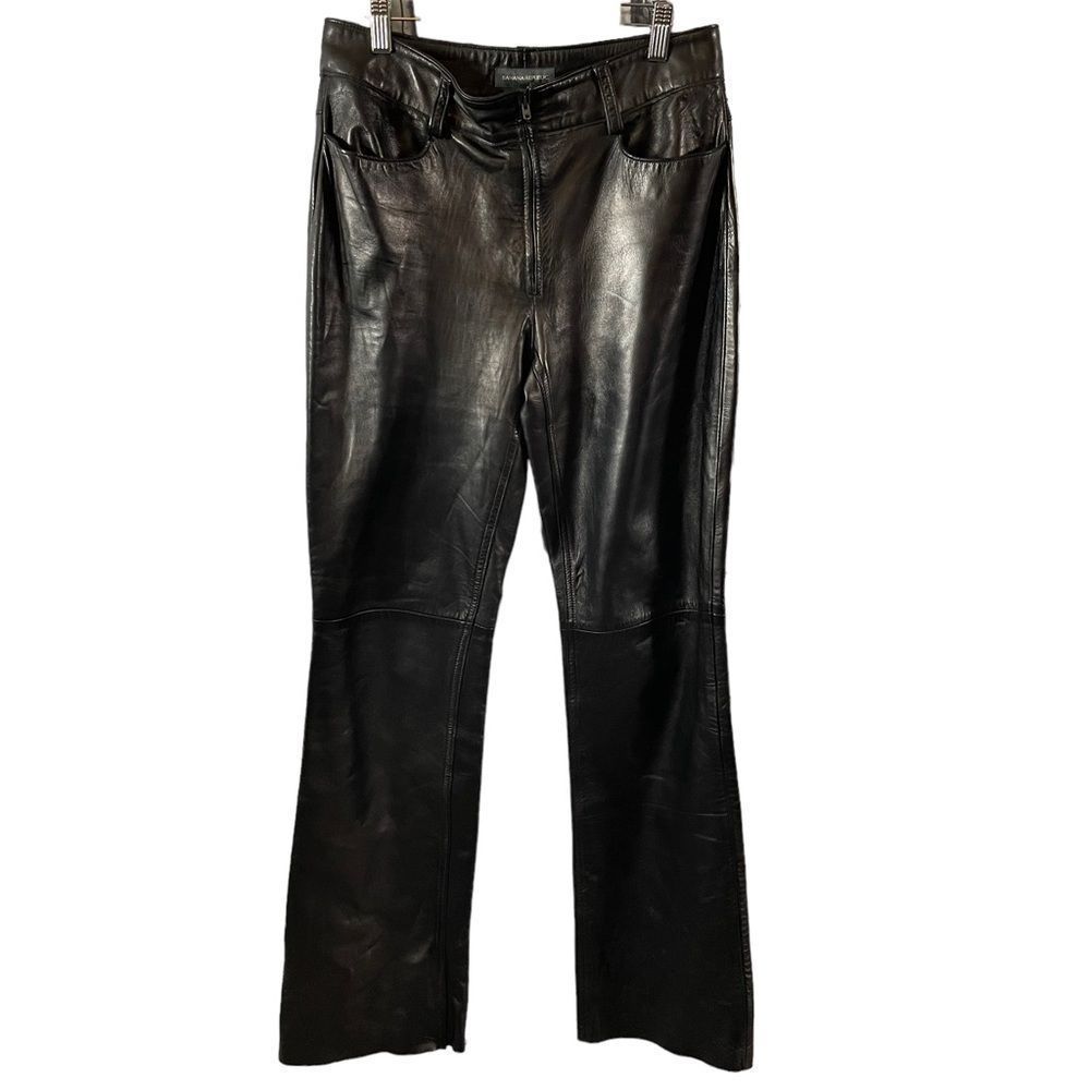 Banana Republic Front Zip Black Moto Leather Pants Size 6